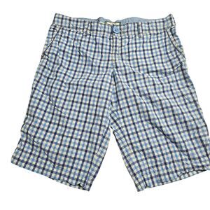 Y2K American Eagle Gingham Bermuda Shorts Size 8 Cinch Back Preppy Academia